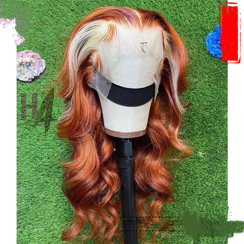 Luxury 30 Inch Ginger Body Wave Lace Front Wig with Hd 613 Blonde Highlight