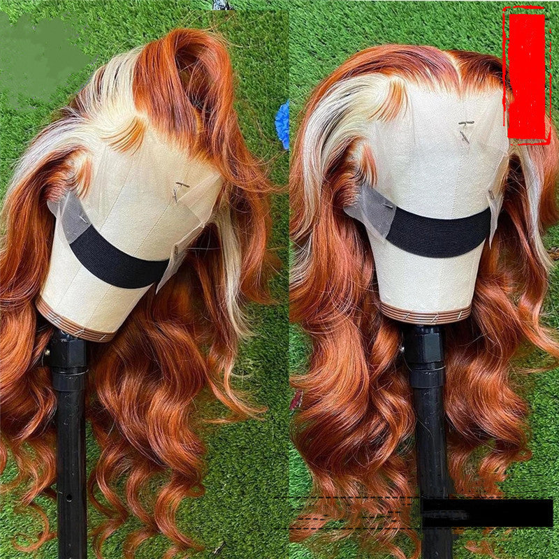 Luxury 30 Inch Ginger Body Wave Lace Front Wig with Hd 613 Blonde Highlight