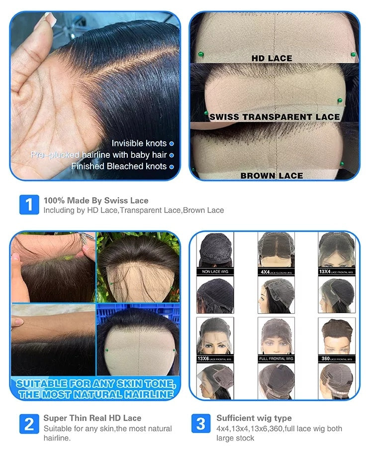 6x4 Vietnamese Raw Virgin Human Hair Wig.
Transparent Lace, Pre-Plucked & Bleached Knots