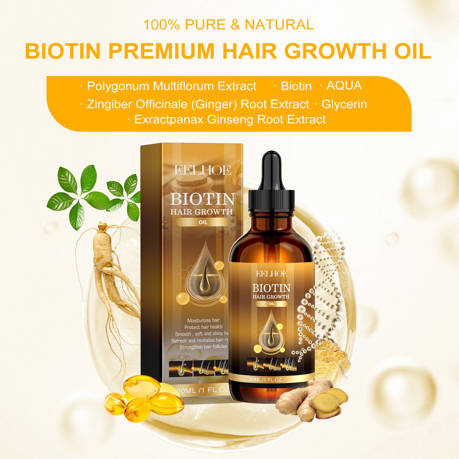 Biotin Hair Treatment Oil, Deeply Moisturizes Scalp for Massage Treatments