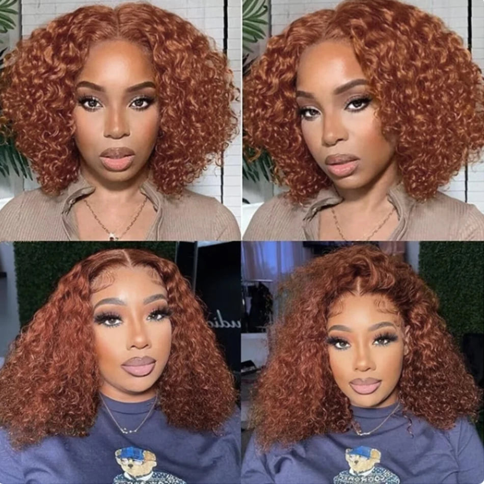 Chocolate Brown kinky Curly Short 13x4 Brazilian Bob