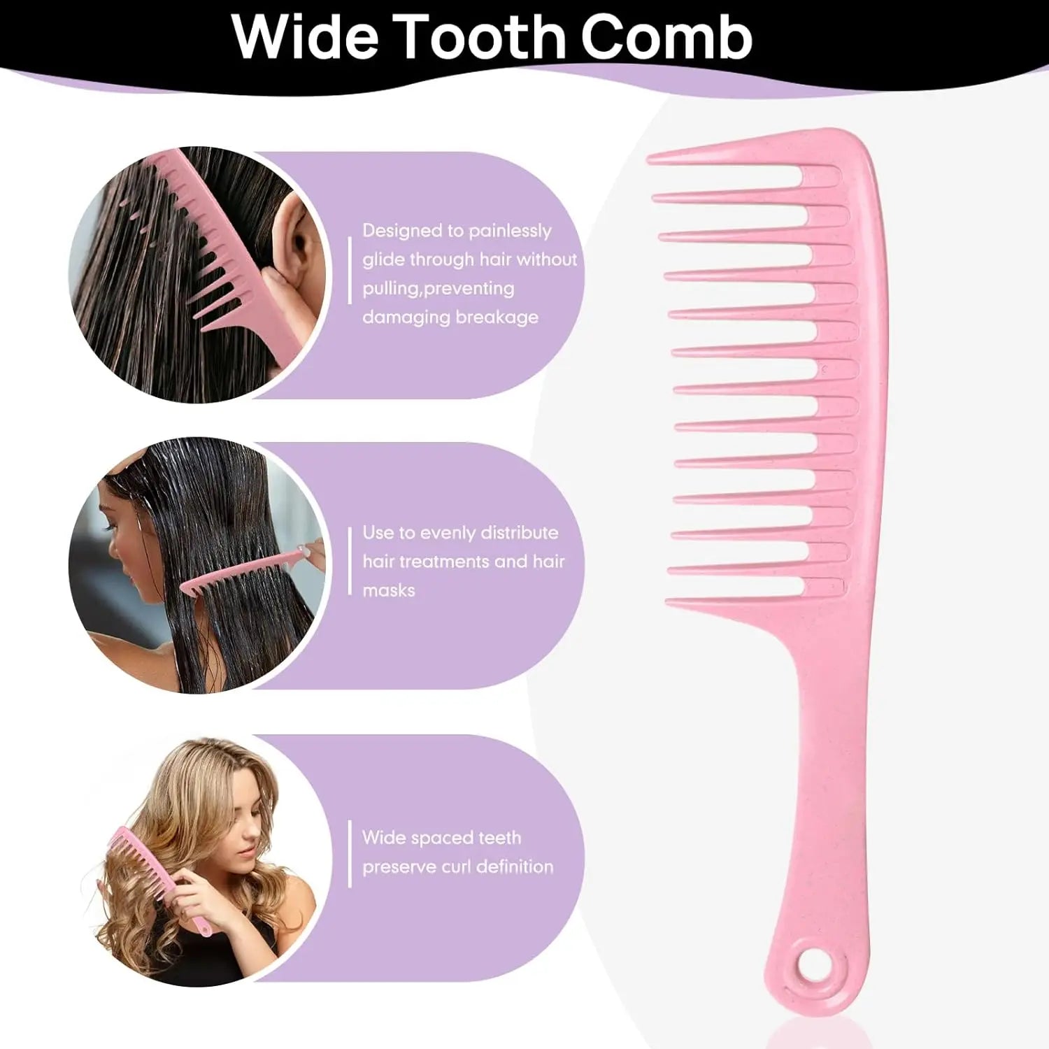 Combs Set for Natural, Curly, Wet/Dry, Black Hair, Flex Detangling Brush set for Hair Styling