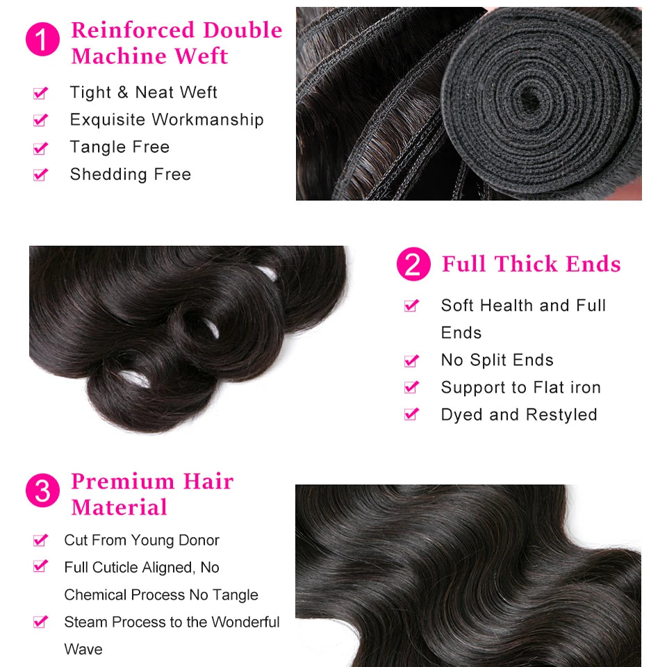 Body Wave Brazilian Unprocessed Virgin Hair Double Weft Bundles