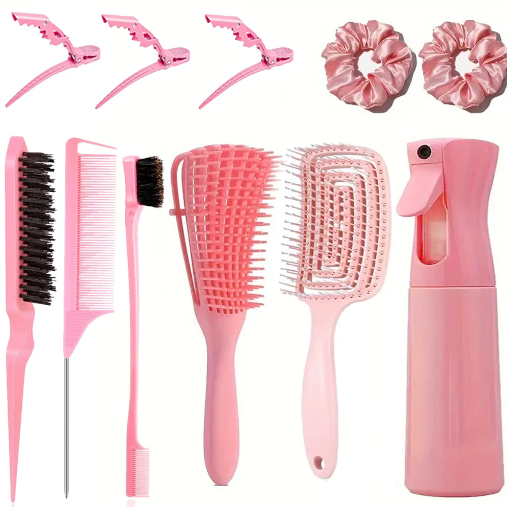 Combs Set for Natural, Curly, Wet/Dry, Black Hair, Flex Detangling Brush set for Hair Styling