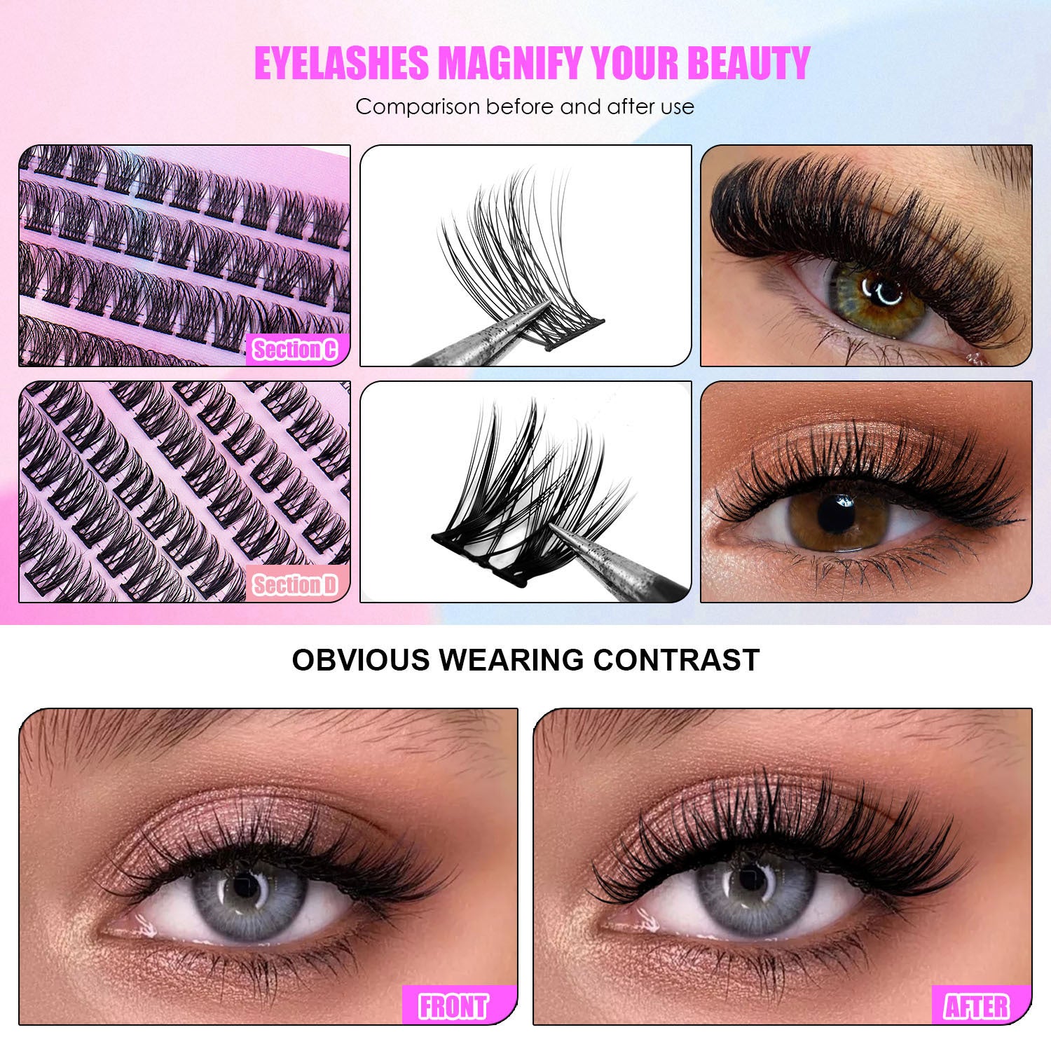 Premium set of lashes|
300 lash clusters w/ tools & glue