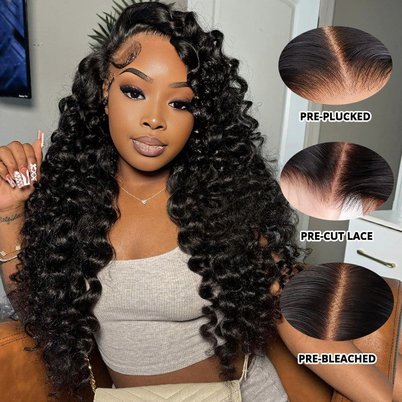 Jet Black Deep Wave Human Hair HD Lace Front  |13x4, Loose Wave, 30 inches & up