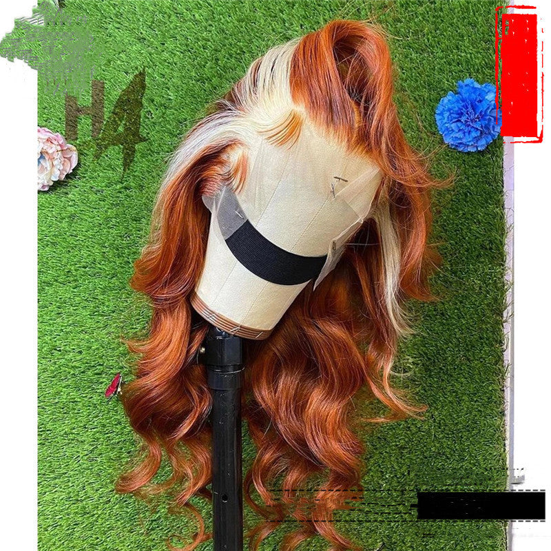 Luxury 30 Inch Ginger Body Wave Lace Front Wig with Hd 613 Blonde Highlight