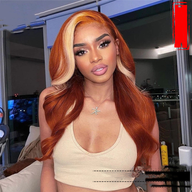 Luxury 30 Inch Ginger Body Wave Lace Front Wig with Hd 613 Blonde Highlight